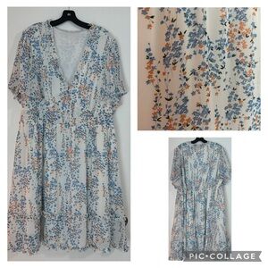 Plus Ditsy Floral Print Frill Trim Dress